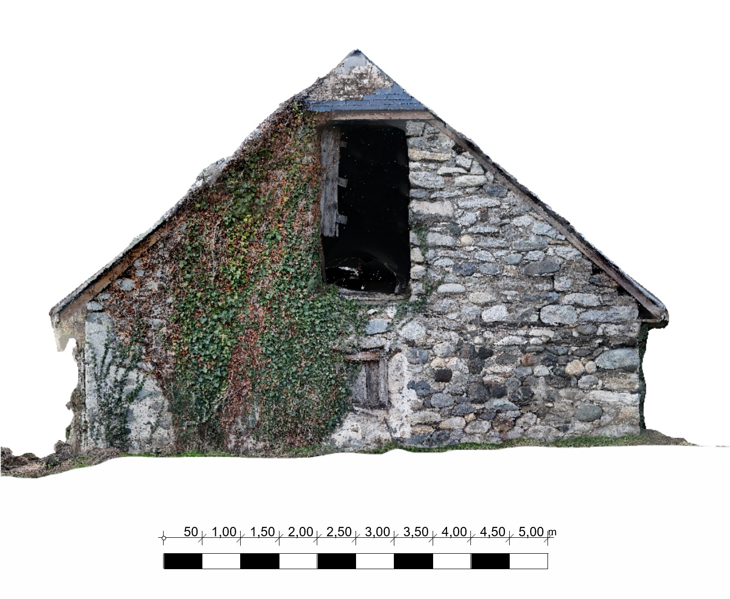 Orthophotographie d'une façade de grange